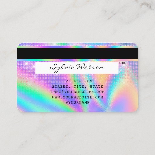 Holografen Moderne Credit Kaart Style Visitekaartje (Achterkant)