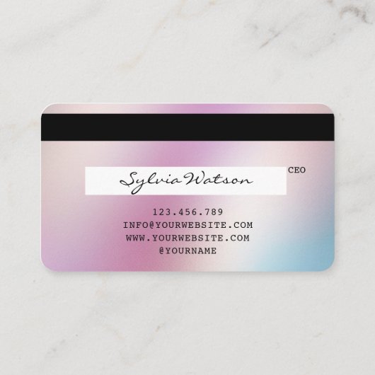 Holografen Moderne Credit Kaart Style Visitekaartje (Achterkant)