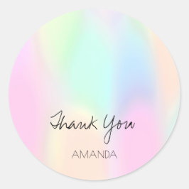 Holografen roze lijnen Bedankt naam Ronde Sticker