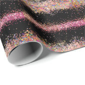 Holografi Roos Gold Glitter Black Cadeaupapier (Rol Hoek)
