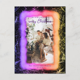 Holografie Glitter Framed Foto Merry Kerstry Briefkaart