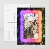 Holografie Glitter Framed Foto Merry Kerstry Briefkaart (Voorkant / Achterkant)