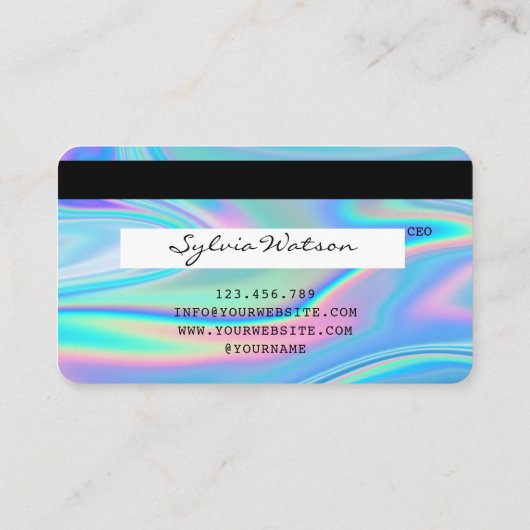 Holografie Modern Credit Kaart Stijl Logo toevoege Visitekaartje (Achterkant)