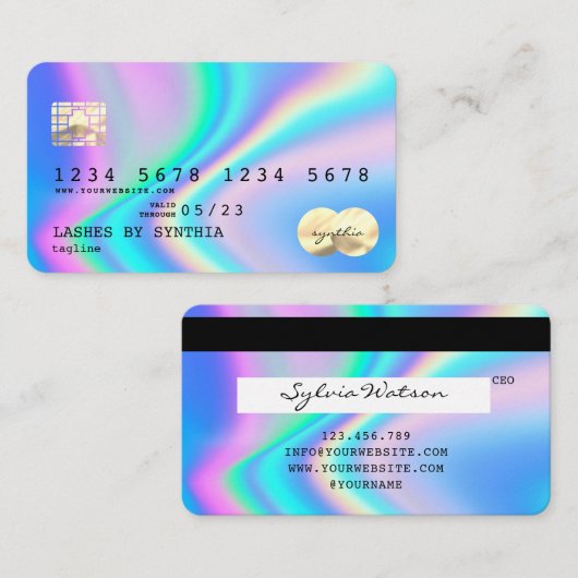Holografie Modern Credit Kaart Stijl Logo toevoege Visitekaartje (Voorkant / Achterkant)