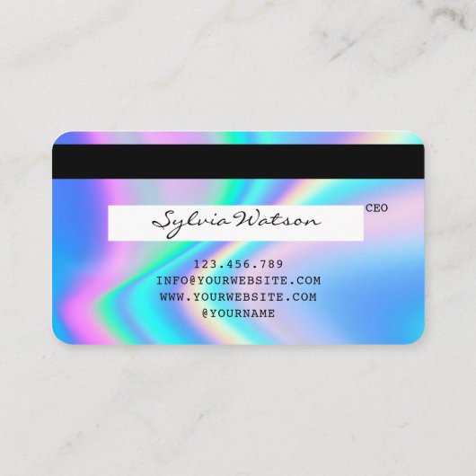 Holografie Modern Credit Kaart Stijl Logo toevoege Visitekaartje (Achterkant)