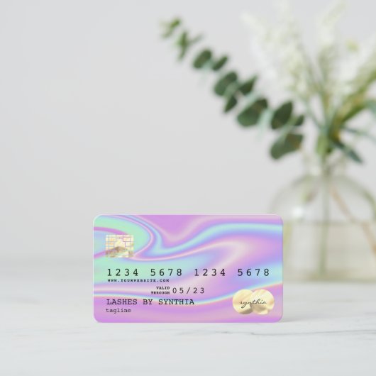 Holografie Modern Credit Kaart Stijl Logo toevoege Visitekaartje (Staand voorkant)