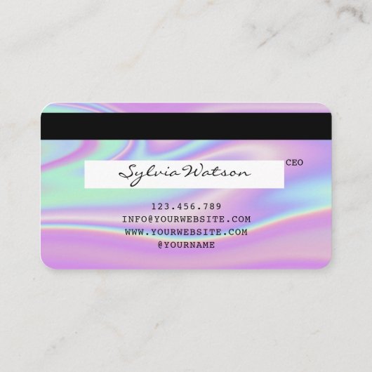 Holografie Modern Credit Kaart Stijl Logo toevoege Visitekaartje (Achterkant)