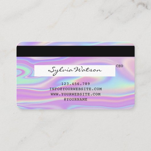 Holografie Modern Credit Kaart Stijl Logo toevoege Visitekaartje (Achterkant)