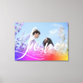 Holografie Overlay Couple Photo Love Script Canvas Afdruk