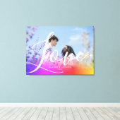 Holografie Overlay Couple Photo Love Script Canvas Afdruk (Insitu (Houten vloer))