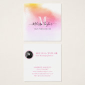 Holografie Roze en Gold Photo Card Vierkante Visitekaartjes (Voorkant /achterkant)