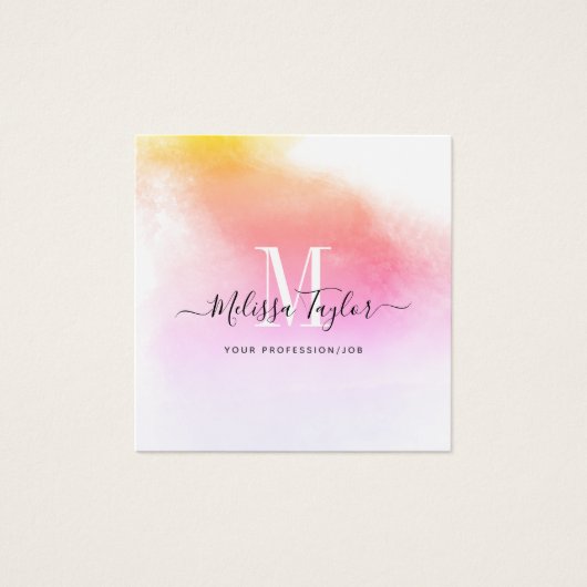 Holografie Roze en Gold Photo Card Vierkante Visitekaartjes (Voorkant)