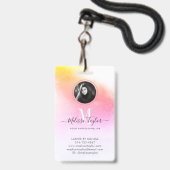Holografie Roze en Gouden Foto Script Monogram Badge (Voorzijde met lanyard)