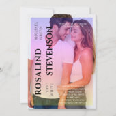 Holografie Roze Paarse Bekleding Fotobruiloft Kaart (Voorkant)