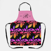 Holografie Unicorn Botanische Foliage Monogrammen Schort (Voorkant)