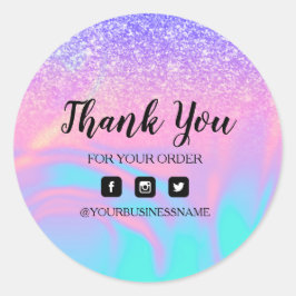 Holografie Unicorn Glitter Marble Classic Round St Ronde Sticker