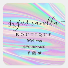 Holografie Unicorn Square Sticker