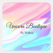 Holografie Unicorn Vierkante Sticker (Voorkant)