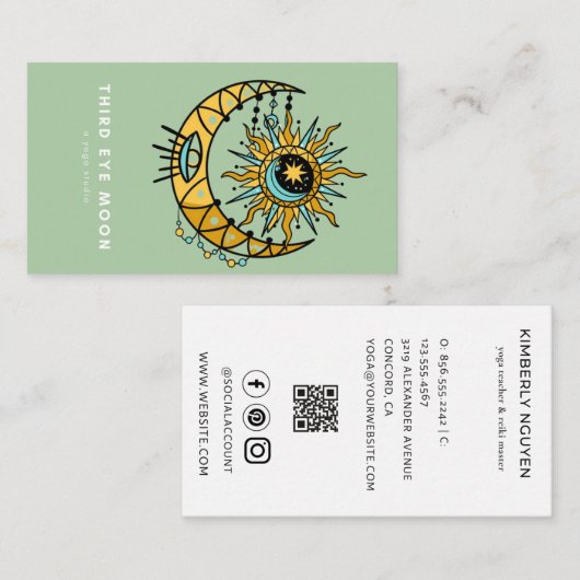 Holografisch 3e EYE-maan Yoga Holistic Coach Visitekaartje (Voorkant / Achterkant)