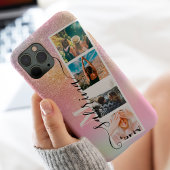 Holografisch 4 foto's raster collage naam monogram Case-Mate iPhone case