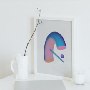 Holografisch 80s Moderne futuristische kunst Poster