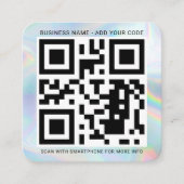 Holografisch aangepast Logo en QR-code DIY Vierkante Visitekaartje (Voorkant)
