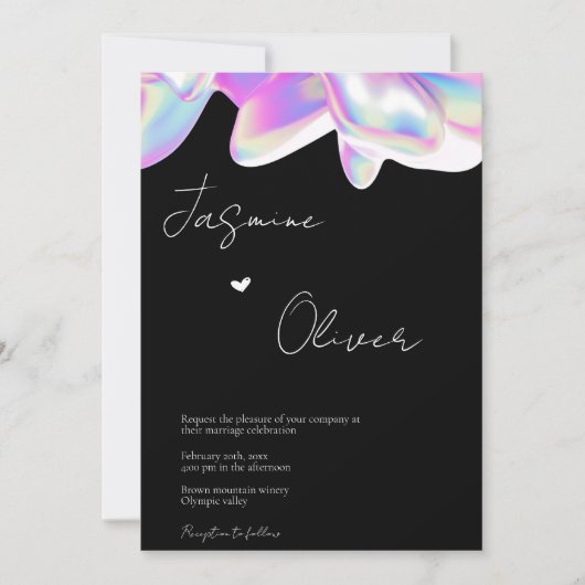 Holografisch, aangepaste foto bruiloft kaart (Voorkant)