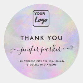 Holografisch abstract aangepast logo bedankt  ronde sticker