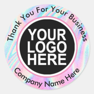 Holografisch Abstract Aangepast Logo Met Tekst Ronde Sticker