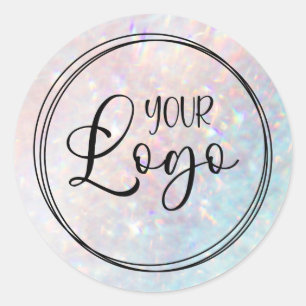 Holografisch Abstract Kwarts Vervaging Logo Ronde Sticker