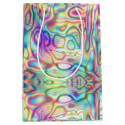 Holografisch Abstract Modern Futuristisch Elegant Medium Cadeauzakje (Voorkant)