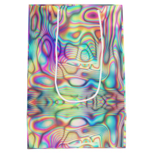 Holografisch Abstract Modern Futuristisch Elegant Medium Cadeauzakje (Achterkant)