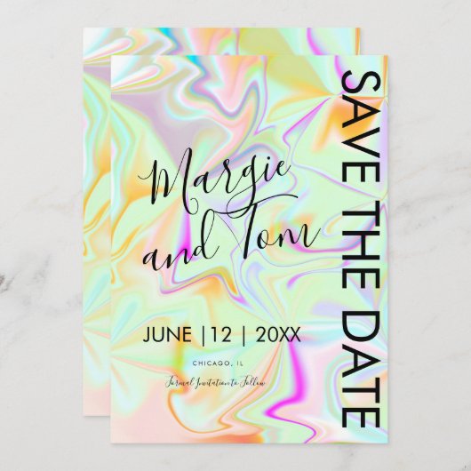 Holografisch Abstract Typografie sparen de Datum Kaart (Voorkant / Achterkant)