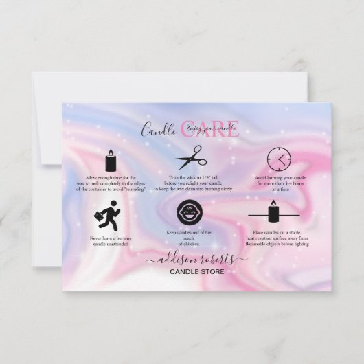 Holografisch Achtergrondhologram Neon Candle Bedankkaart (Voorkant)