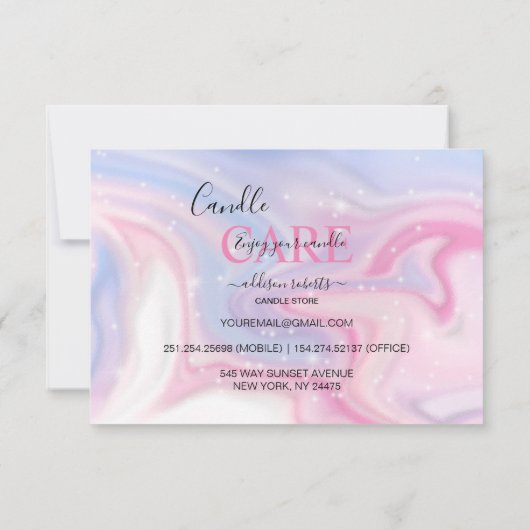 Holografisch Achtergrondhologram Neon Candle Bedankkaart (Achterkant)