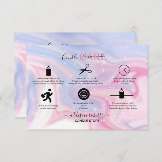 Holografisch Achtergrondhologram Neon Candle Bedankkaart (Voorkant / Achterkant)