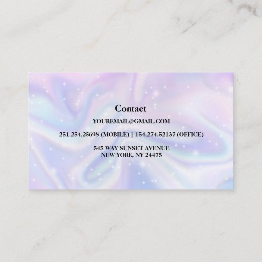 Holografisch Achtergrondhologram Neon Overlay Visitekaartje (Achterkant)