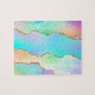 Holografisch agaat Iridescent Pastel Ombre Marbl Legpuzzel