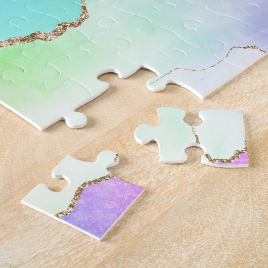 Holografisch agaat | Iridescent Pastel Ombre Marbl Legpuzzel (Zijkant)