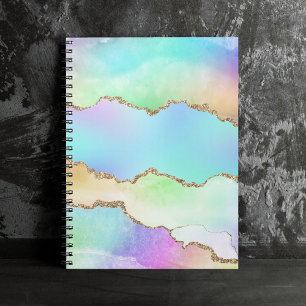 Holografisch agaat   Iridescent Pastel Ombre Marbl Notitieboek