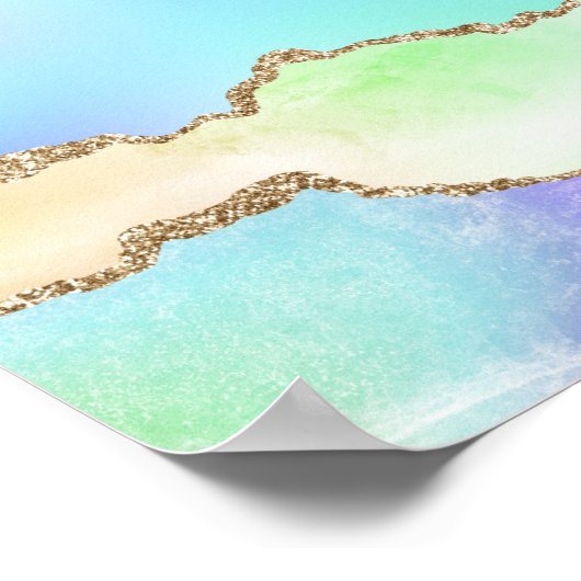 Holografisch agaat | Iridescent Pastel Ombre Marbl Poster (Hoek)