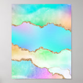 Holografisch agaat | Iridescent Pastel Ombre Marbl Poster (Voorkant)