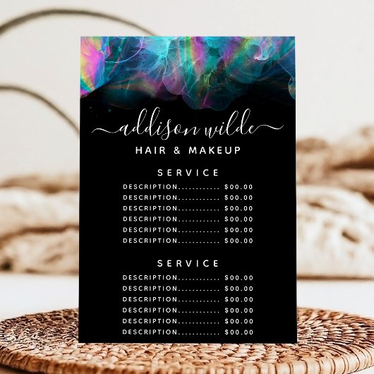 Holografisch Alcohol Ink Service Prijsmenu Menu