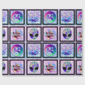 Holografisch Alien Aliens & UFO's Verpakkingspapie Cadeaupapier (Vlak)