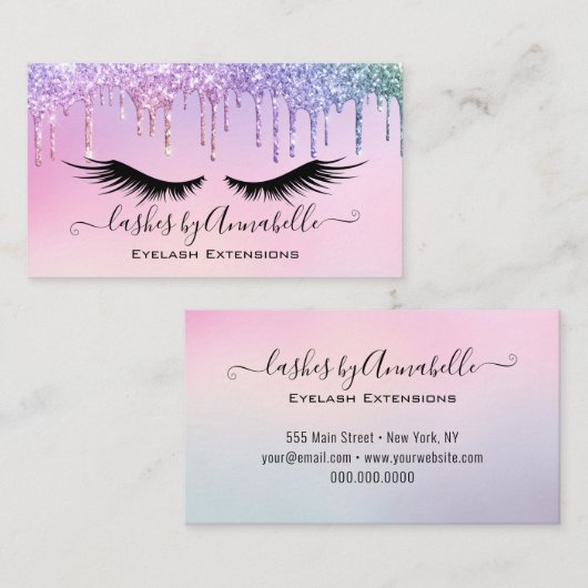 Holografisch apparaatLashes reserveglittergreep Visitekaartje (Voorkant / Achterkant)