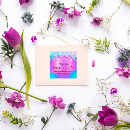 Holografisch bedankt voor uw diamantschijven Nail  Vierkante Sticker