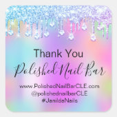 Holografisch bedankt voor uw diamantschijven Nail  Vierkante Sticker (Voorkant)