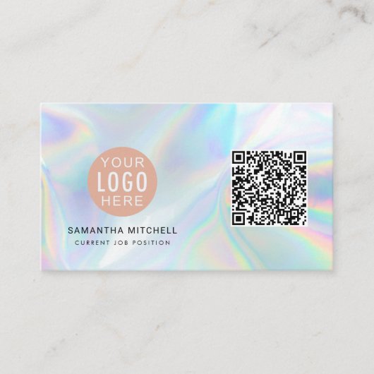 Holografisch bedrijf Logo QR Code Visitekaartje (Voorkant)