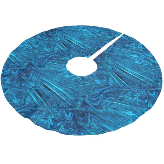 Holografisch blauw fractal FAUX Paua Abalone Shell Fleece Kerstboom Rok (Gekanteld)