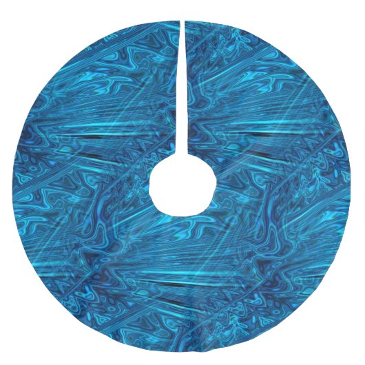 Holografisch blauw fractal FAUX Paua Abalone Shell Fleece Kerstboom Rok (Voorkant)